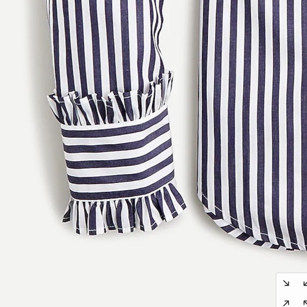 NWT J. crew ruffle trim tuxedo striped shirt XS - Picture 2 of 5